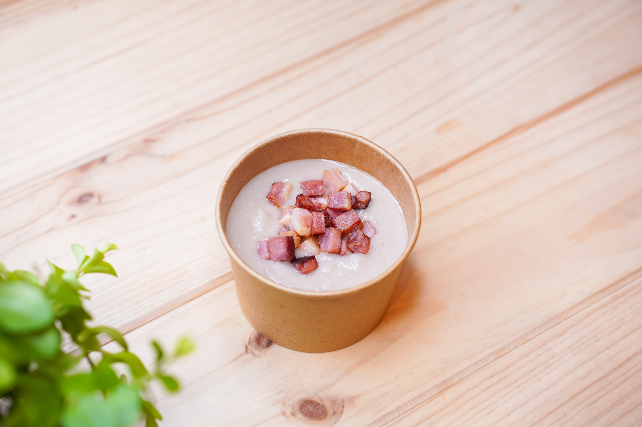 Creme de Couve Flor e Castanhas com Bacon Crocante