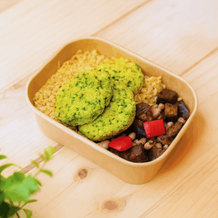 Hambúrguer de Grão, Brócolos e Azeite de Ervas