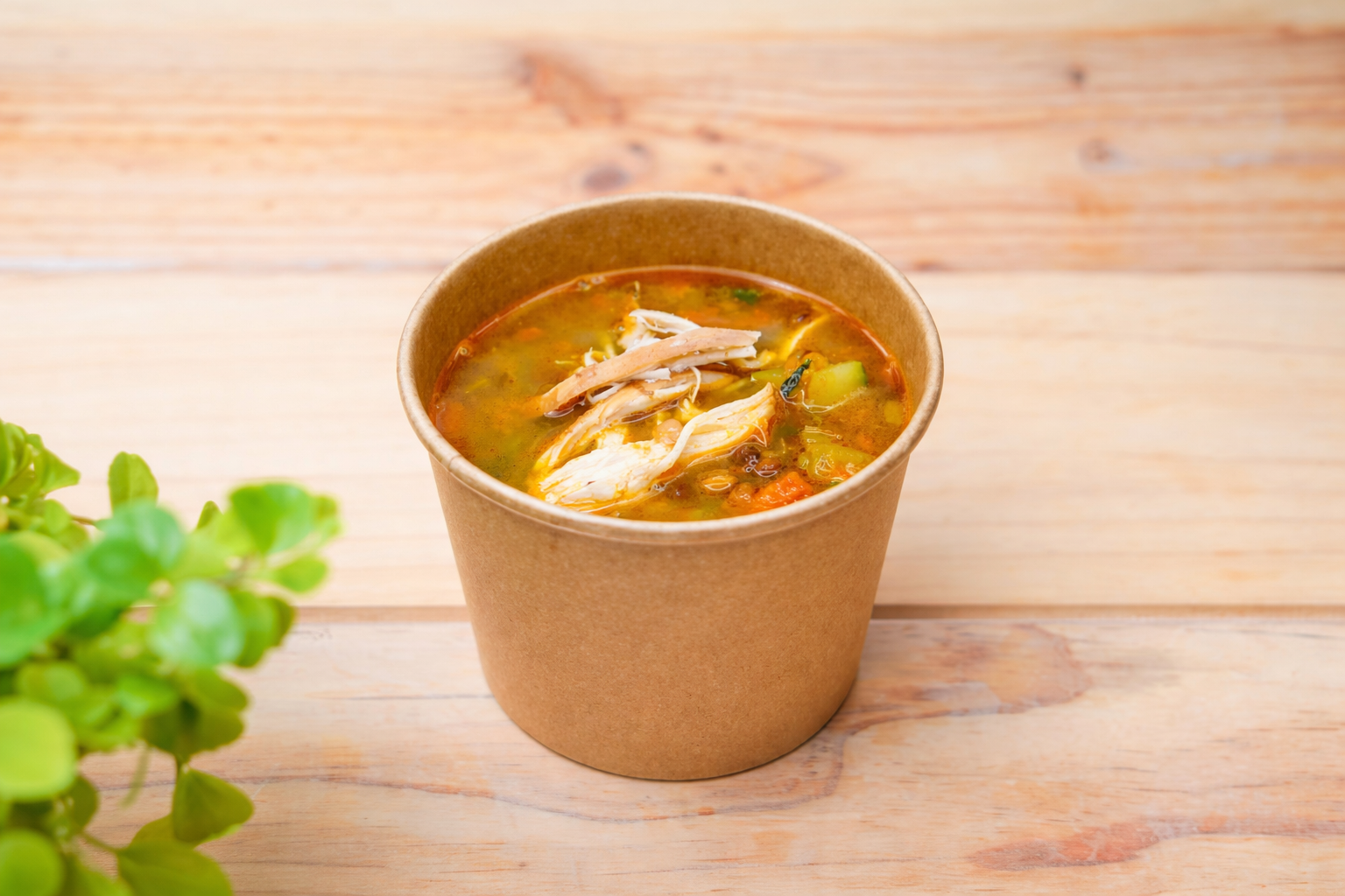 Minestrone de Frango e Feijão Vermelho com Penne Rigate de Arroz e Milho